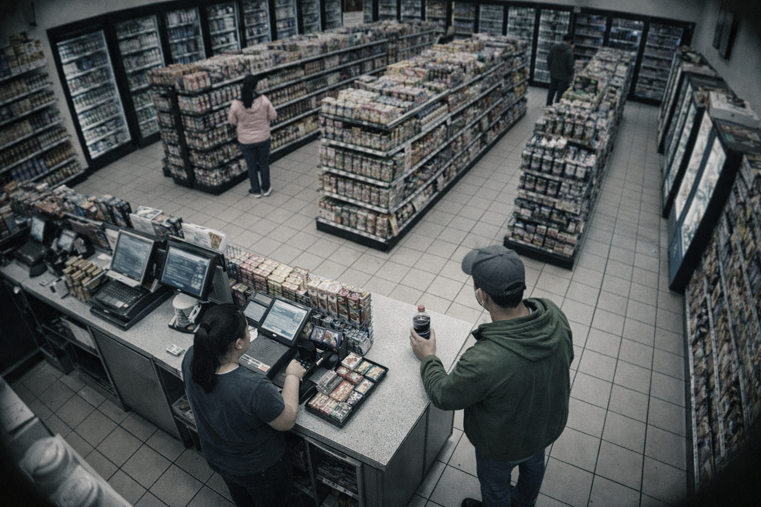 CCTV convenience store surveillance footage, loss prevention analytics